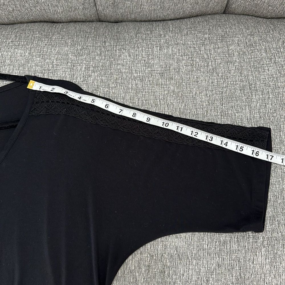 Style&Co Short Sleeve Black Button Down Front Tie Top Sz PL - Picture 8 of 10